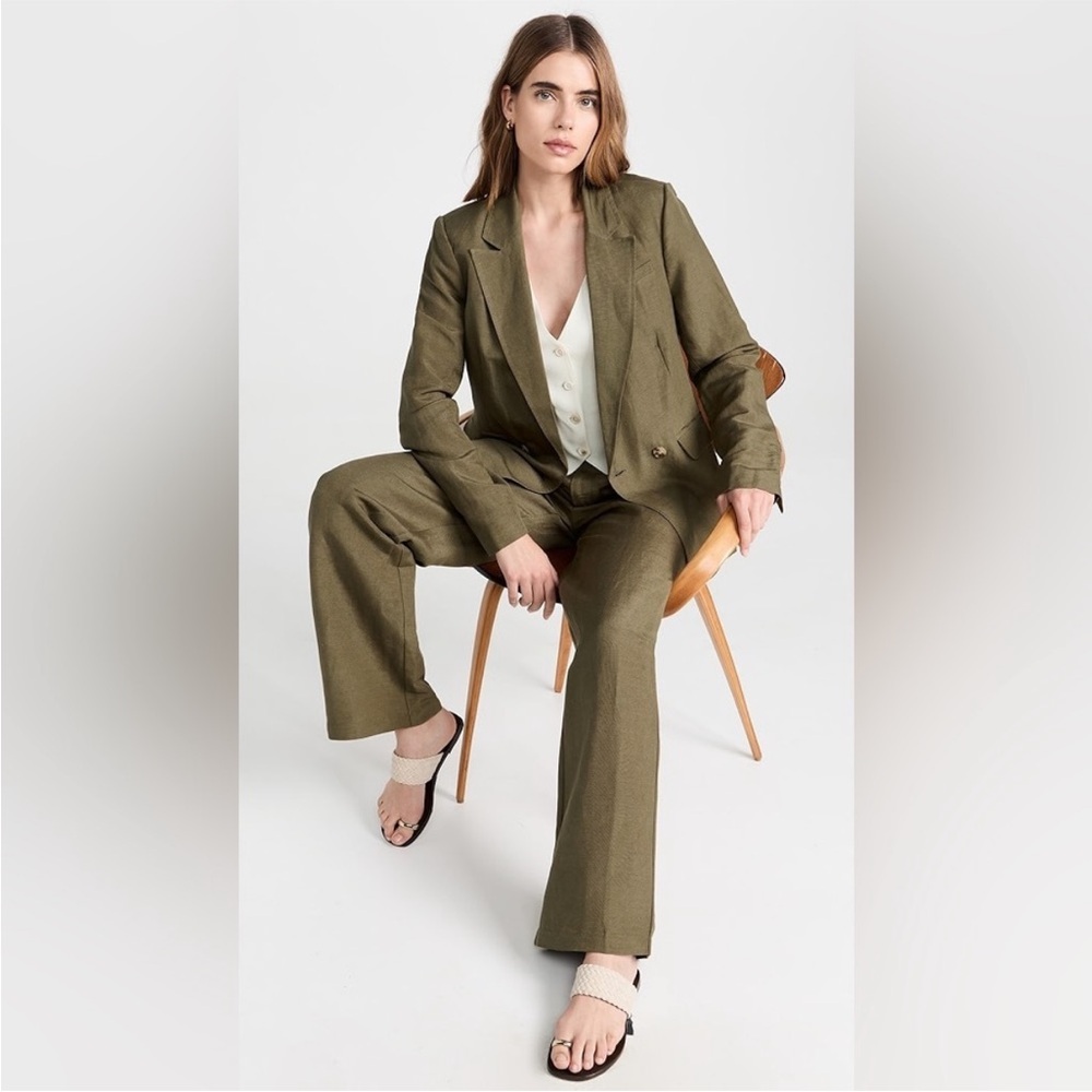PAIGE Army Green Women's Linen Pantsuit